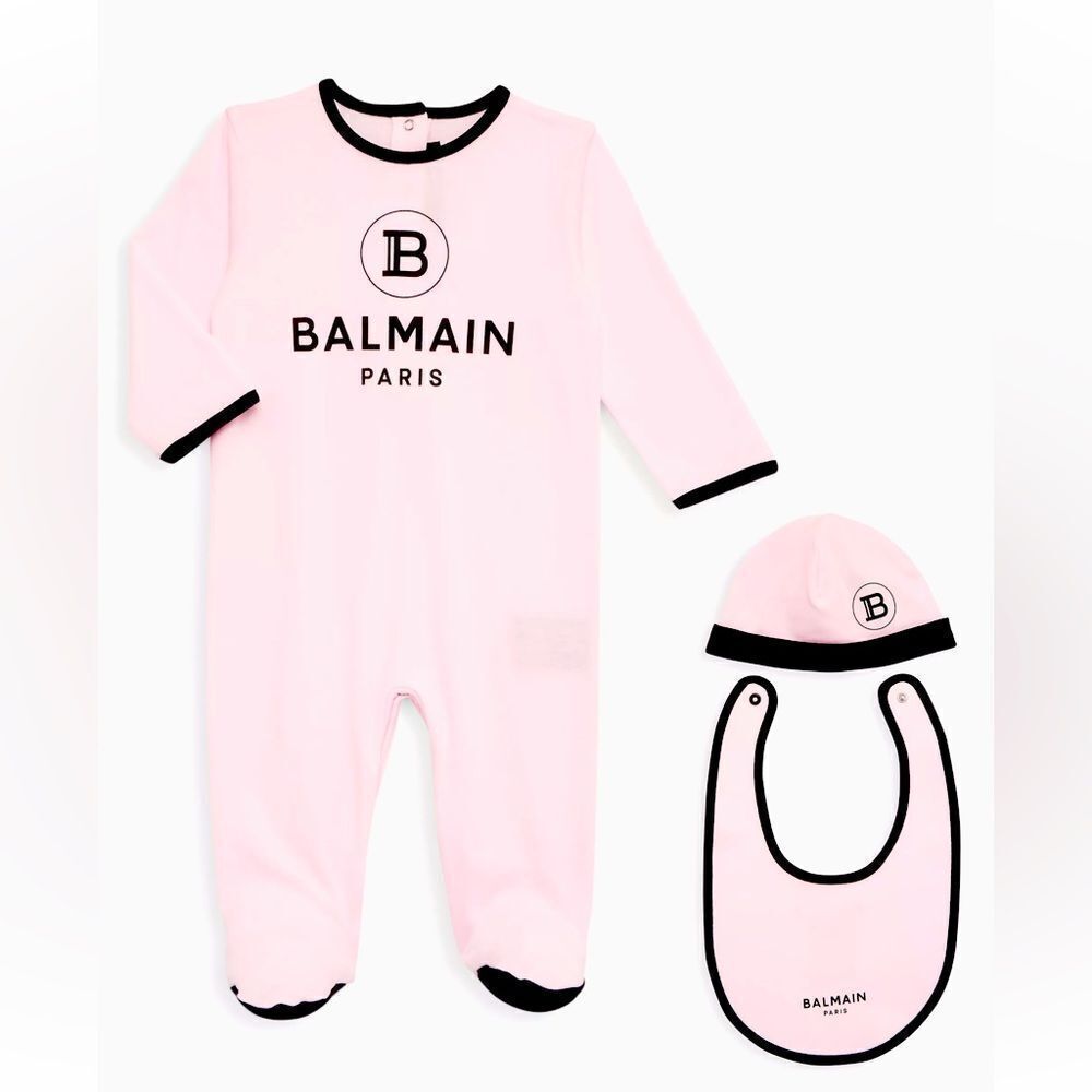 BALMAIN BABY GIRL’S 3 - PIECE LOGO FOOTIE SET 3M
